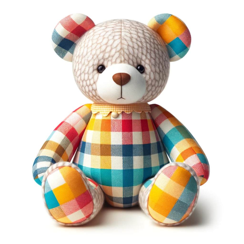 A very cute teddy bear made from the clothing of a loved one who has passed